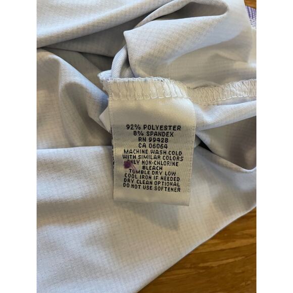 Bugatchi Oooh CottonCotton Geo Print Purple‎ and White Short Sleeve Polo 2XL - Picture 9 of 9